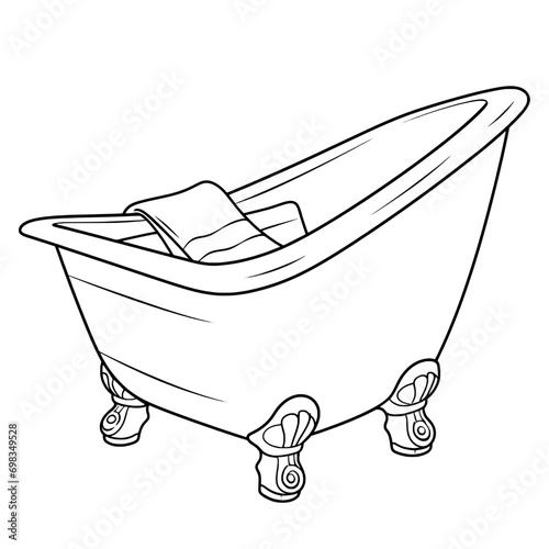 outline illlustration of bathtup for coloring page