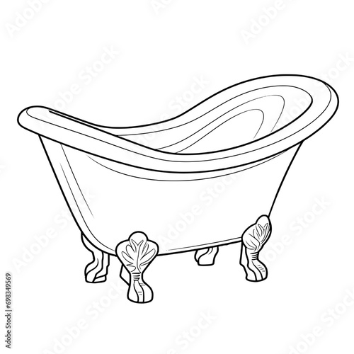outline illlustration of bathtup for coloring page
