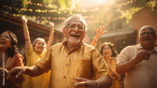group of senior asian indian people at the party