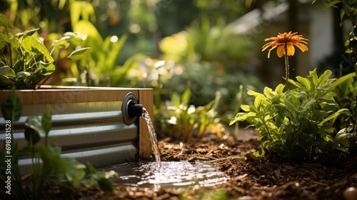 rainwater harvesting system in a garden. photo
