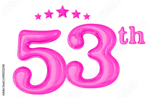 53th Anniversary Pink 3D Number