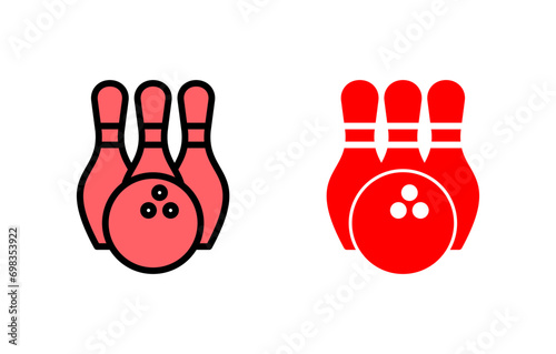 Bowling icon set illustration. bowling ball and pin sign and symbol.