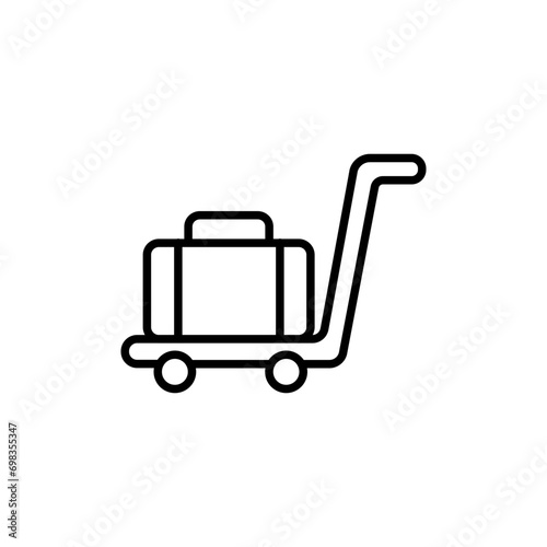 Luggage cart outline icons, hotel design minimalist vector illustration ,simple transparent graphic element .Isolated on white background