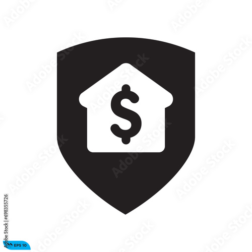 Sell the house shield icon design vector graphic of template, sign and symbol
