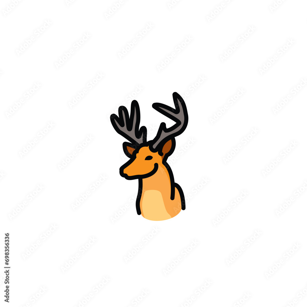 Original vector illustration. A deer icon with big horns. Original vector illustration. A deer icon with big horns.