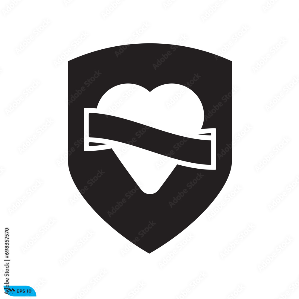Love shield icon design vector graphic of template, sign and symbol