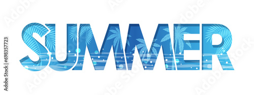 Decorative 3D Relief Summer Logo. Vector Illustration Isolated On A White Background. 