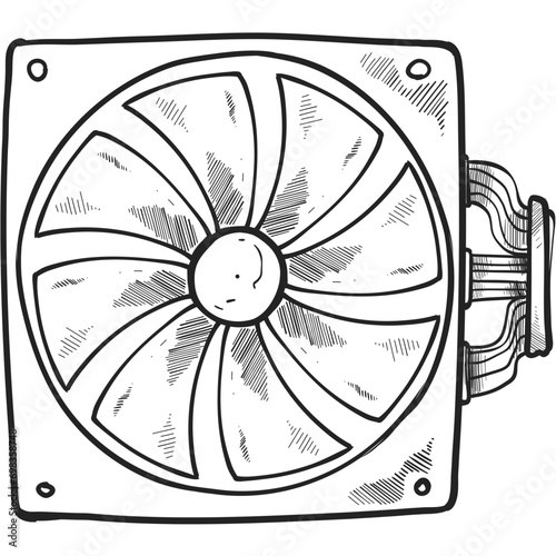 cooling fan handdrawn illustration