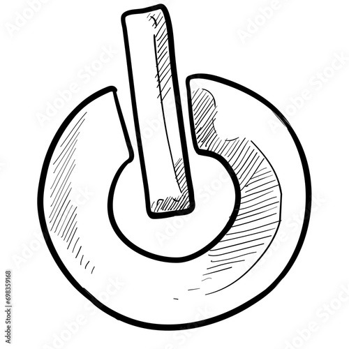 shutdown button icon handdrawn illustration