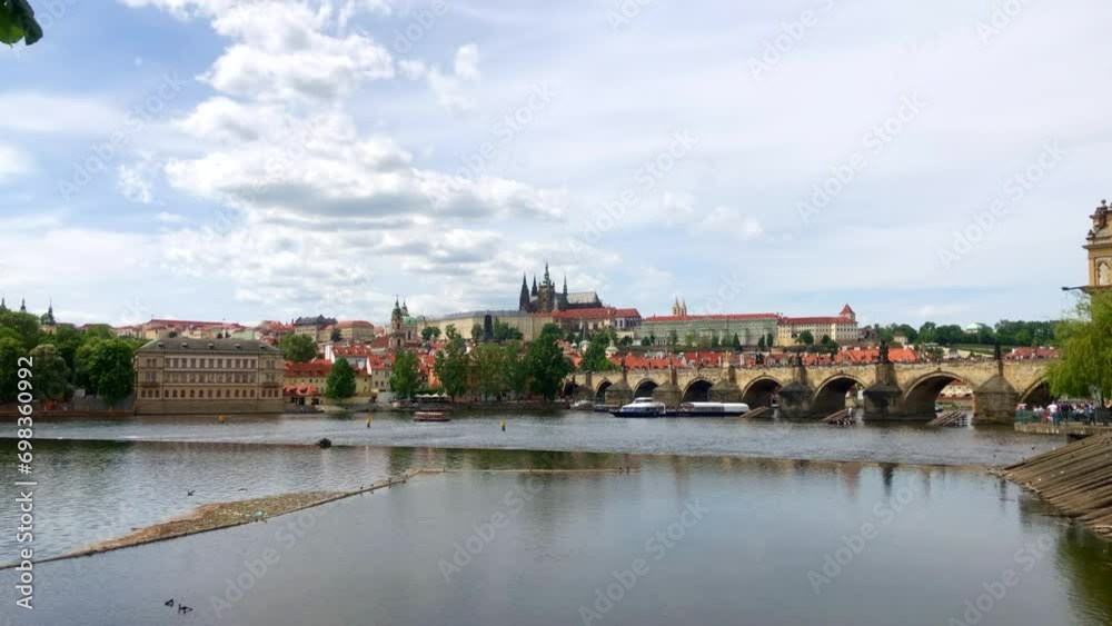 View of Prague Castle and Charles Bridge from the Vltava river. Prague, Czech Republic. View of Prague Castle and Charles Bridge from the Vltava river. Prague, Czech Republic.