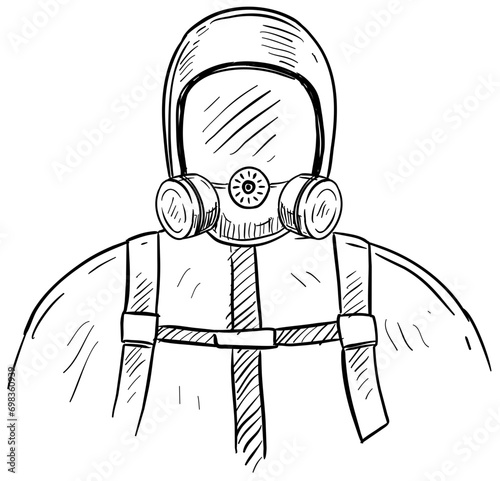 hazmat suit handdrawn illustration