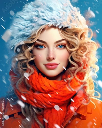 Portrait beautiful woman with fashion style of winter cloth,