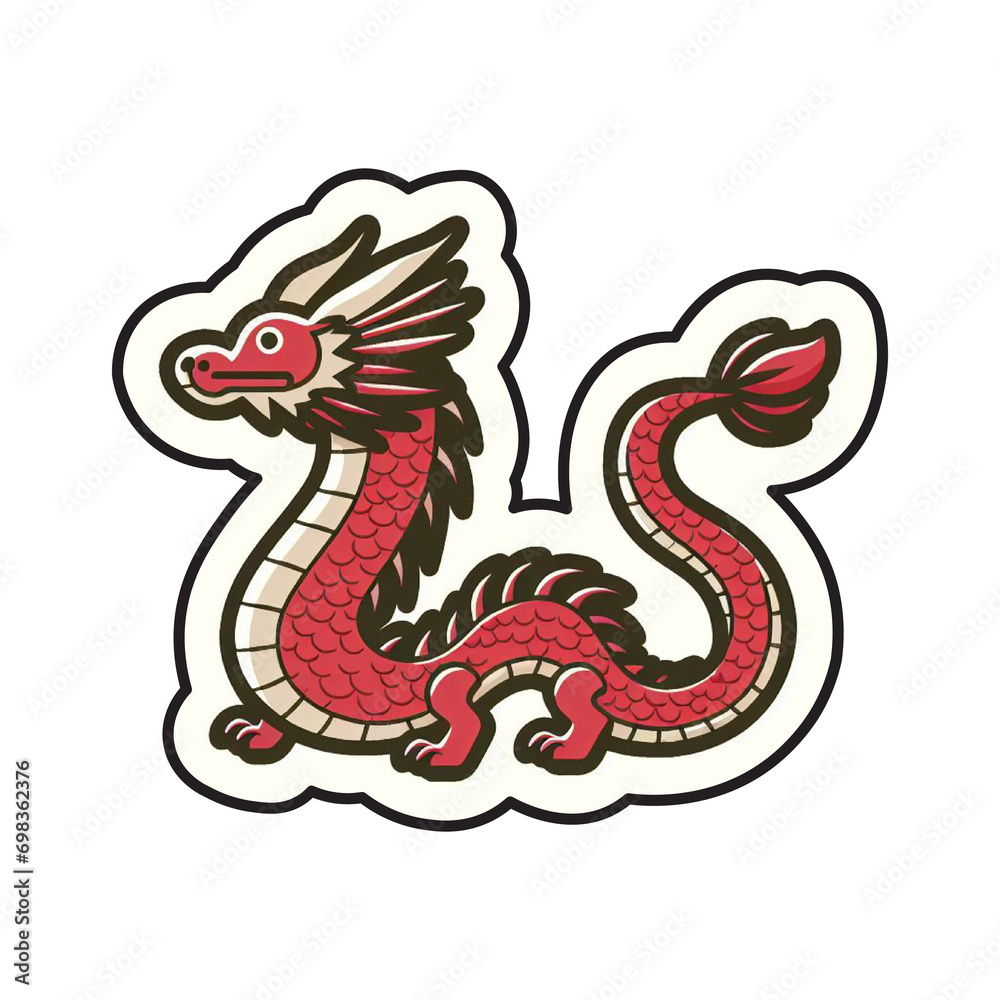 Obraz premium Chinese dragon. Isolated on white background. Vector illustration in cartoon style.