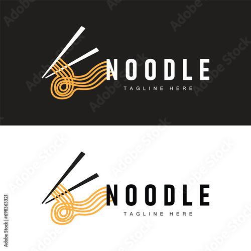 Ramen noodle logo simple noodle and bowl design inspiration chinese food template illustration