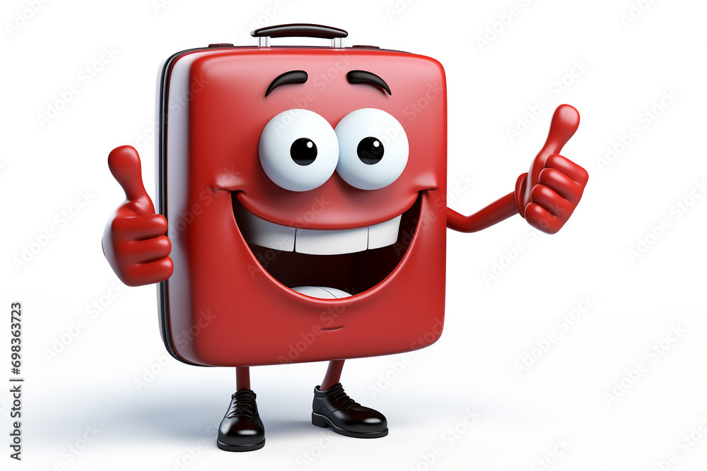 With sign suitcase character cartoon style 3D illustration With sign suitcase character cartoon style 3D illustration