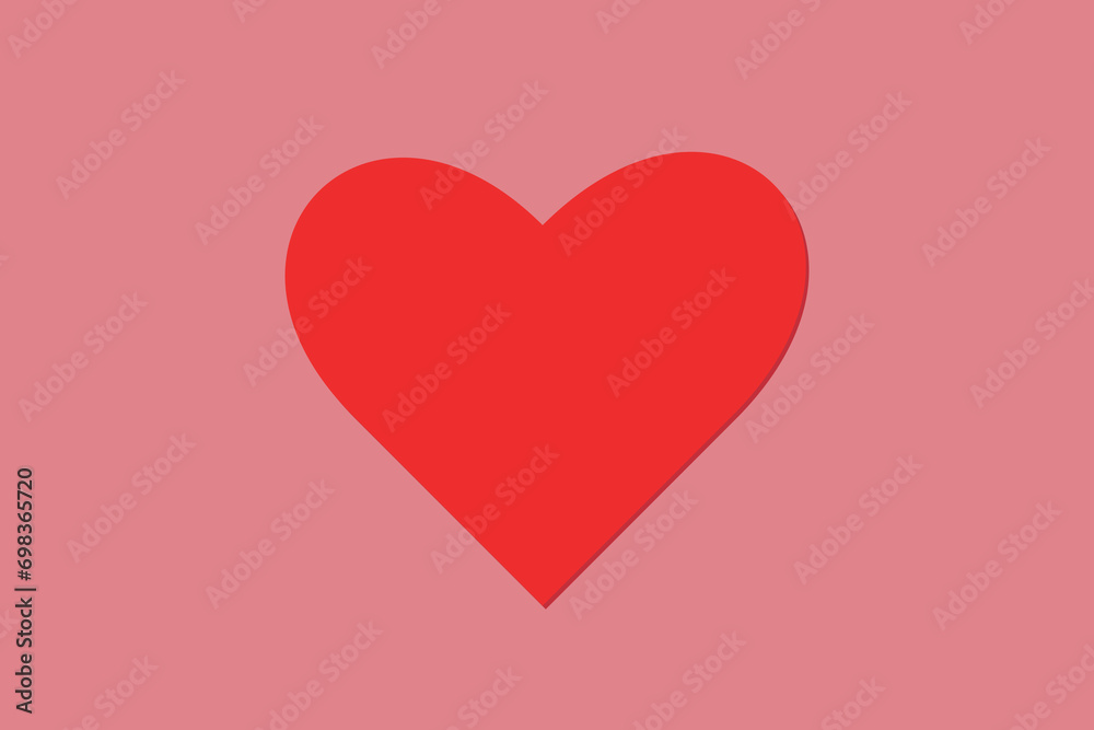  Valentine's Day vector: a bold red heart on a pink background. Perfect for expressing love in vibrant designs.
