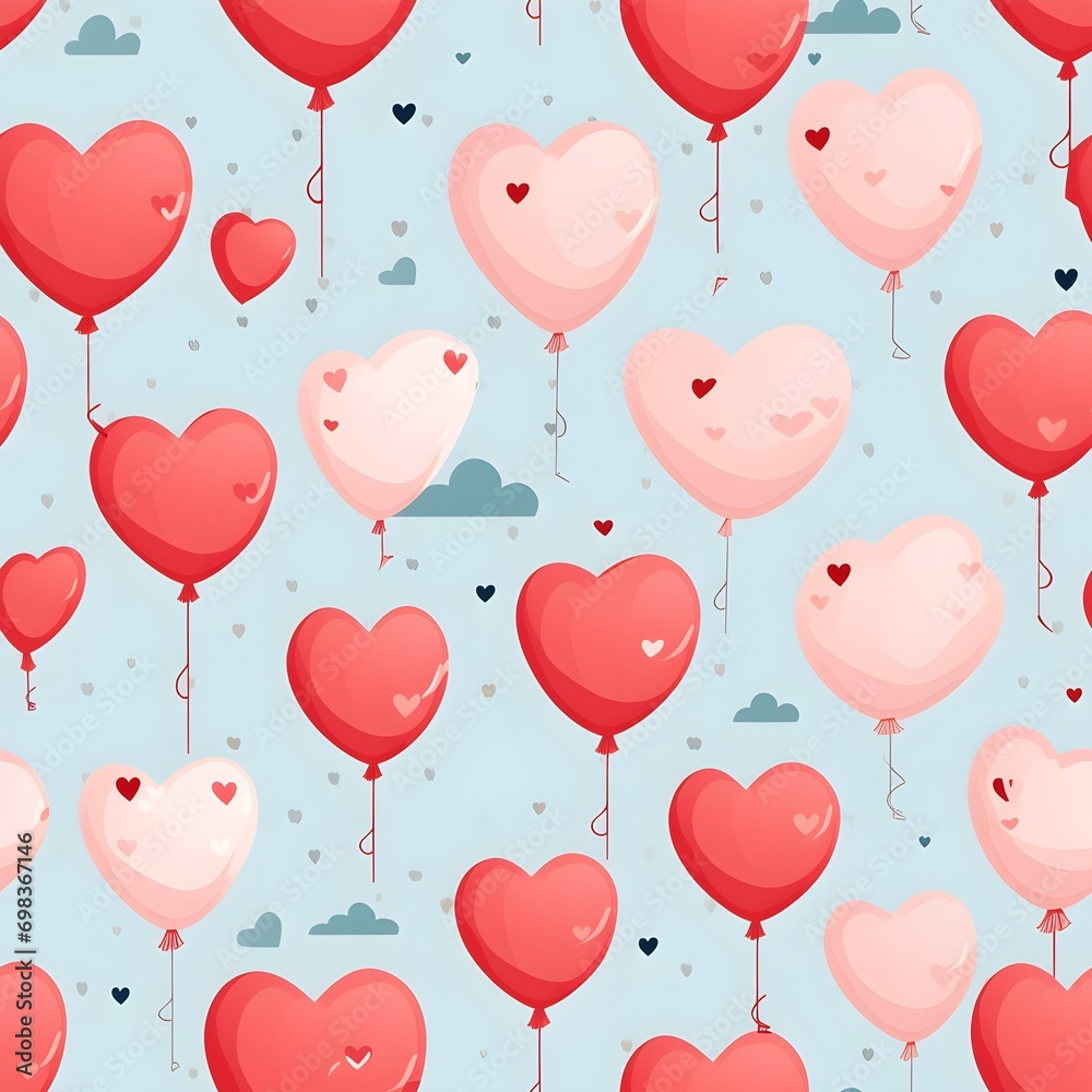 Heart balloon for Valentine with seamless pattern