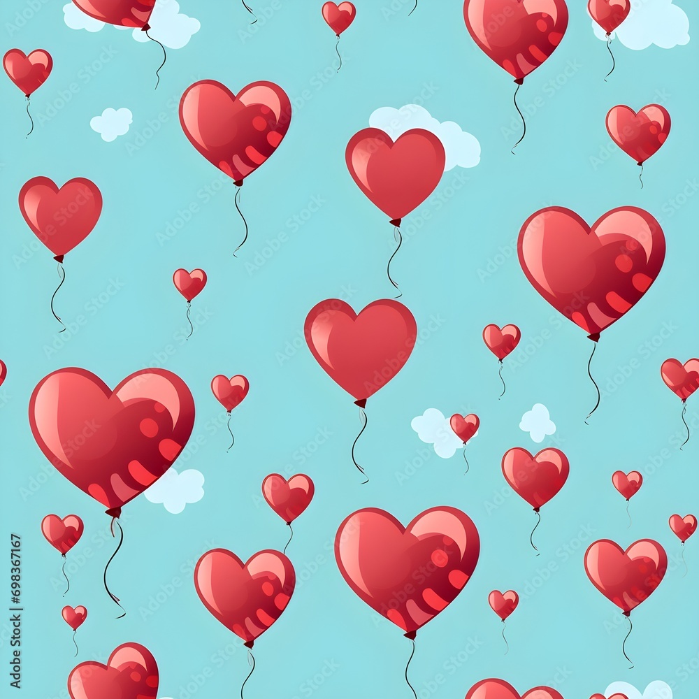 Heart balloon for Valentine with seamless pattern