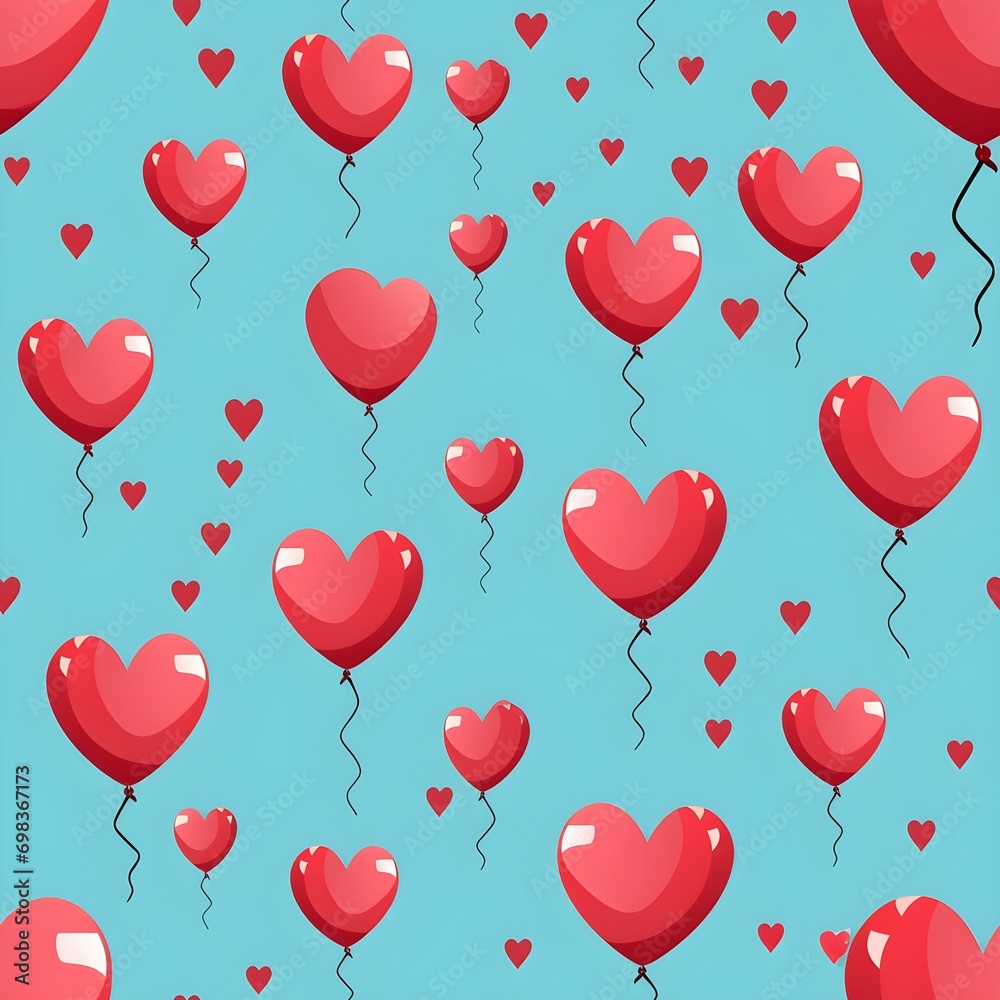 Heart balloon for Valentine with seamless pattern