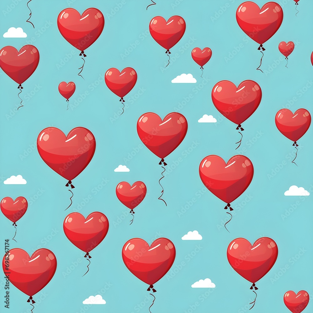 Heart balloon for Valentine with seamless pattern Heart balloon for Valentine with seamless pattern