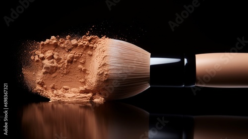 A close-up of a foundation brush used to blend liquid foundation.