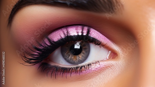 A close-up of a makeup artist applying liquid eyeliner with precision.