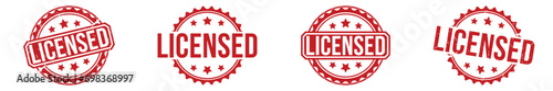 Licensed stamp red rubber stamp on white background. Licensed stamp sign. Licensed stamp.