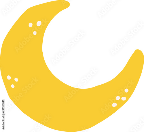 Quirky crescent phase moon decoration illustration 