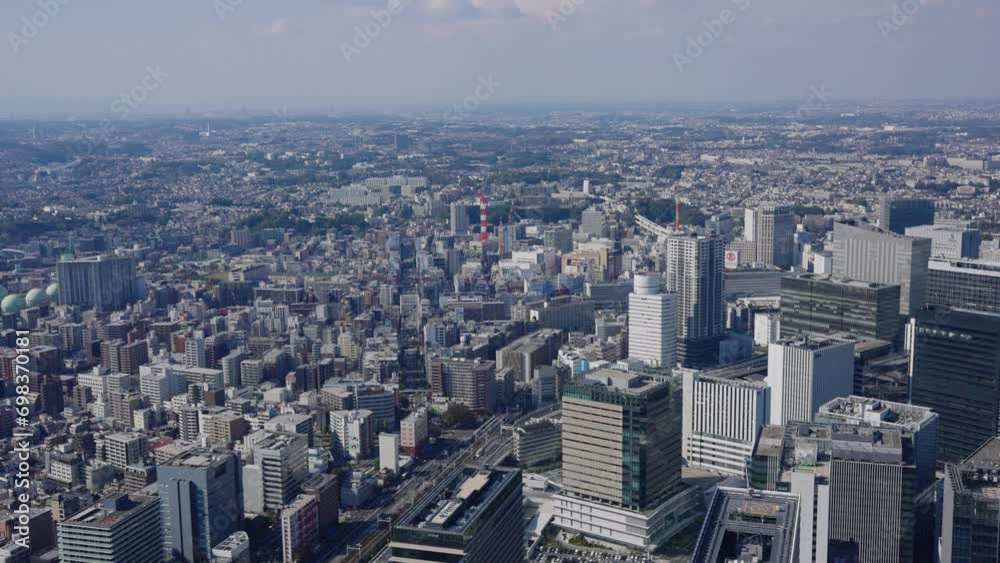 Establishing Shot of Urban Yokohama, Panoramic Establishing Shot 4k