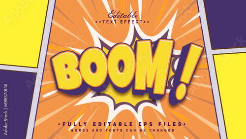 editable 3d cartoon boom text effect.typhography logo