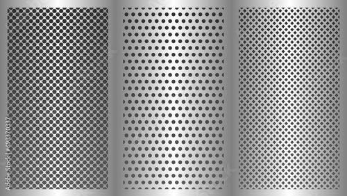 Style variation of metal plate vector illustration. Different metal texture. Carbon fiber texture variation