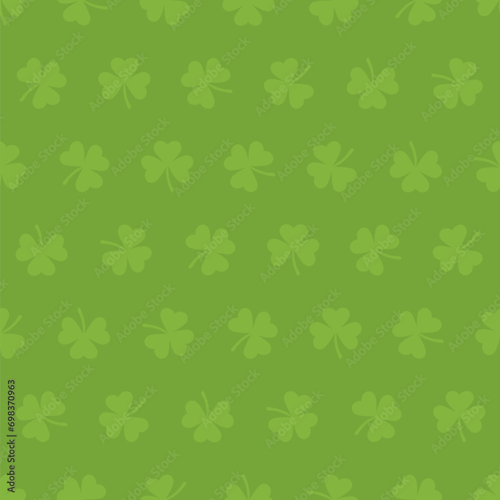 green repetitive background with shamrock shapes. vector seamless pattern. saint patrick day. fabric swatch. wrapping paper. continuous print. design element for greeting card, textile, home decor green repetitive background with shamrock shapes. vector seamless pattern. saint patrick day. fabric swatch. wrapping paper. continuous print. design element for greeting card, textile, home decor