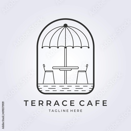Cafe terrace logo design vector illustration, usually used as a symbol of an outdoor themed cafe while enjoying a meal served in a more open and natural environment