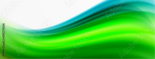 Rainbow color silk blurred wavy line background on white, luxuriously vibrant visually captivating backdrop. Stunning blend of colors reminiscent of rainbow, silky and gracefully blurred wavy pattern