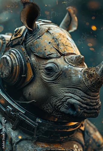 A Rhino with Headphones on