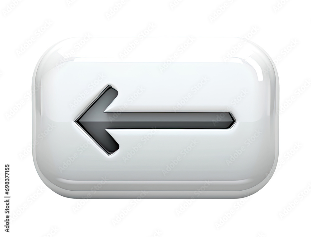 White glossy button with arrow isolated on transparent background White glossy button with arrow isolated on transparent background