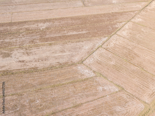 Aerial view of the land prepare for planting in rural Thailand during dry season. Preparing land for planting is the first step to cultivate abundance.