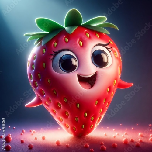 Cute and adorable strawberry. Generative AI.