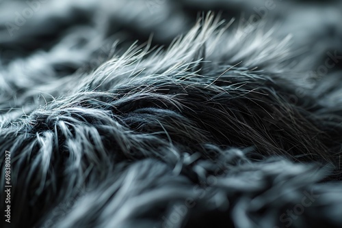 A close-up of a black and white furry object photo