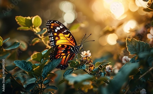A vibrant butterfly perched on a flower