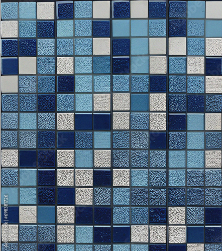 Blue mosaic tile background. stonewall, rock texture. Close-up. Stone background for design. Nature backdrop 