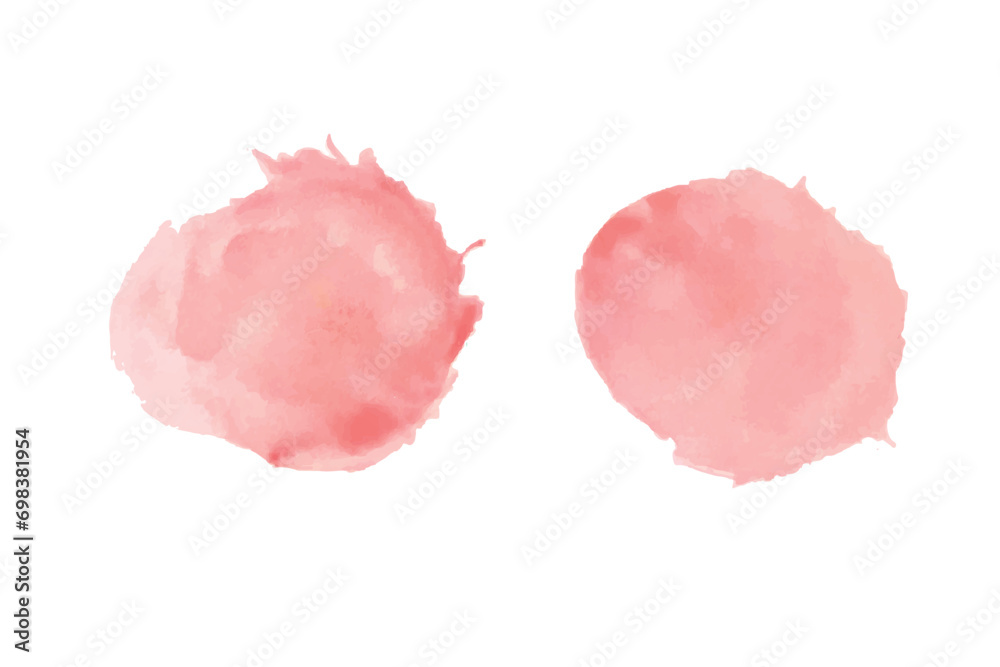 Pink watercolor stains. Pink splash stain. Watercolor pastel splashes.