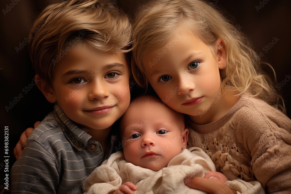 Sibling Love: Tender Moments of Brother and Sister Cuddling with Newborn, capture the emotions, relationships, and precious moments associated with the arrival of a new family member.
Sibling Love: Tender Moments of Brother and Sister Cuddling with Newborn, capture the emotions, relationships, and precious moments associated with the arrival of a new family member.