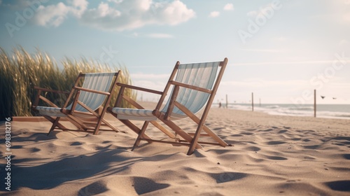 Beach seating at the beach a beautiful landscape.