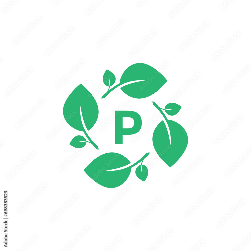 letter p organic leaf botanical product modern logo design graphic vector letter p organic leaf botanical product modern logo design graphic vector