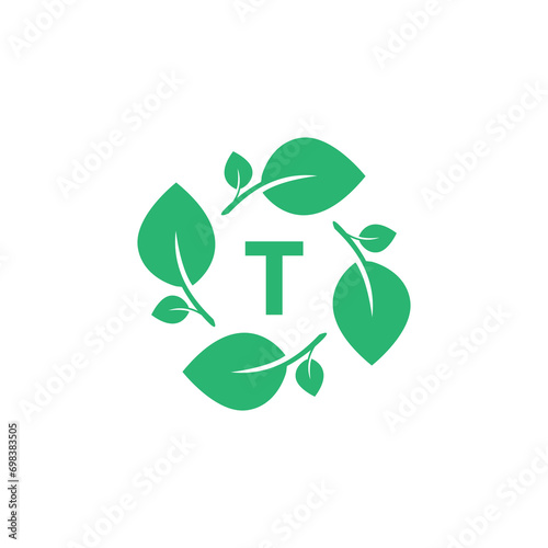 letter t organic leaf botanical product modern logo design graphic vector © NUR