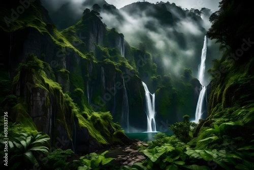 waterfall in Plitvice national park generated AI technology
