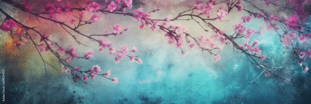 Spring Grunge Background Texture with Empty Copy Space for Text created with Generative AI Technology - obrazy, fototapety, plakaty 