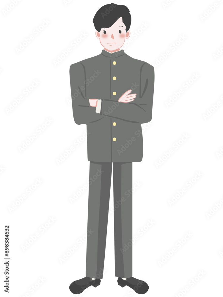 Obraz premium 腕組みする男子学生