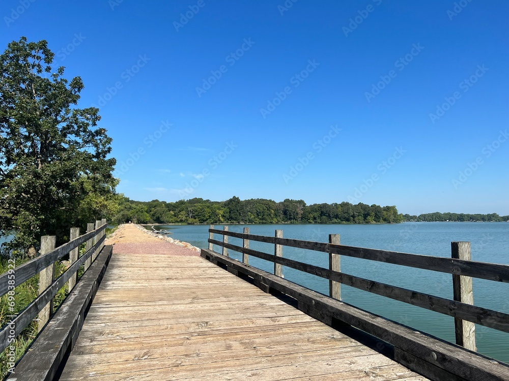 Fototapeta premium wooden bridge over the lake